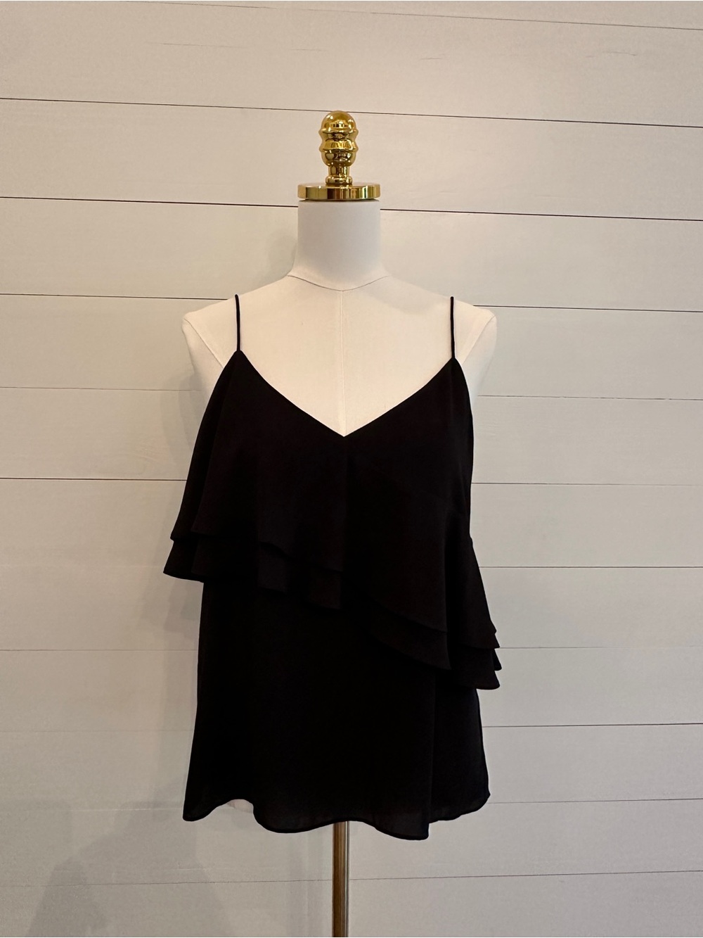 J Crew Black Ruffle Camisole Top